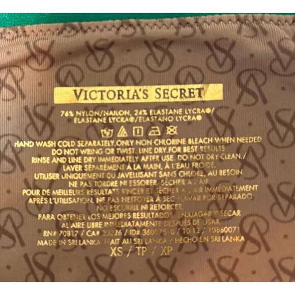 Victoria‎ Secret Bikini Bottom Size XS Logo Lined Emerald Green Shimmery Beach - Picture 2 of 4